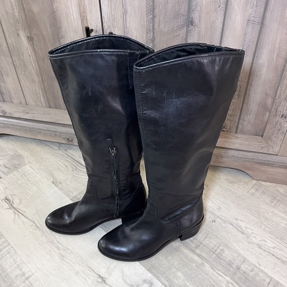 Sam Edelman Equestrian Boots Sz 8 Women's Black Leather Knee High Riding Loren - Picture 1 of 16